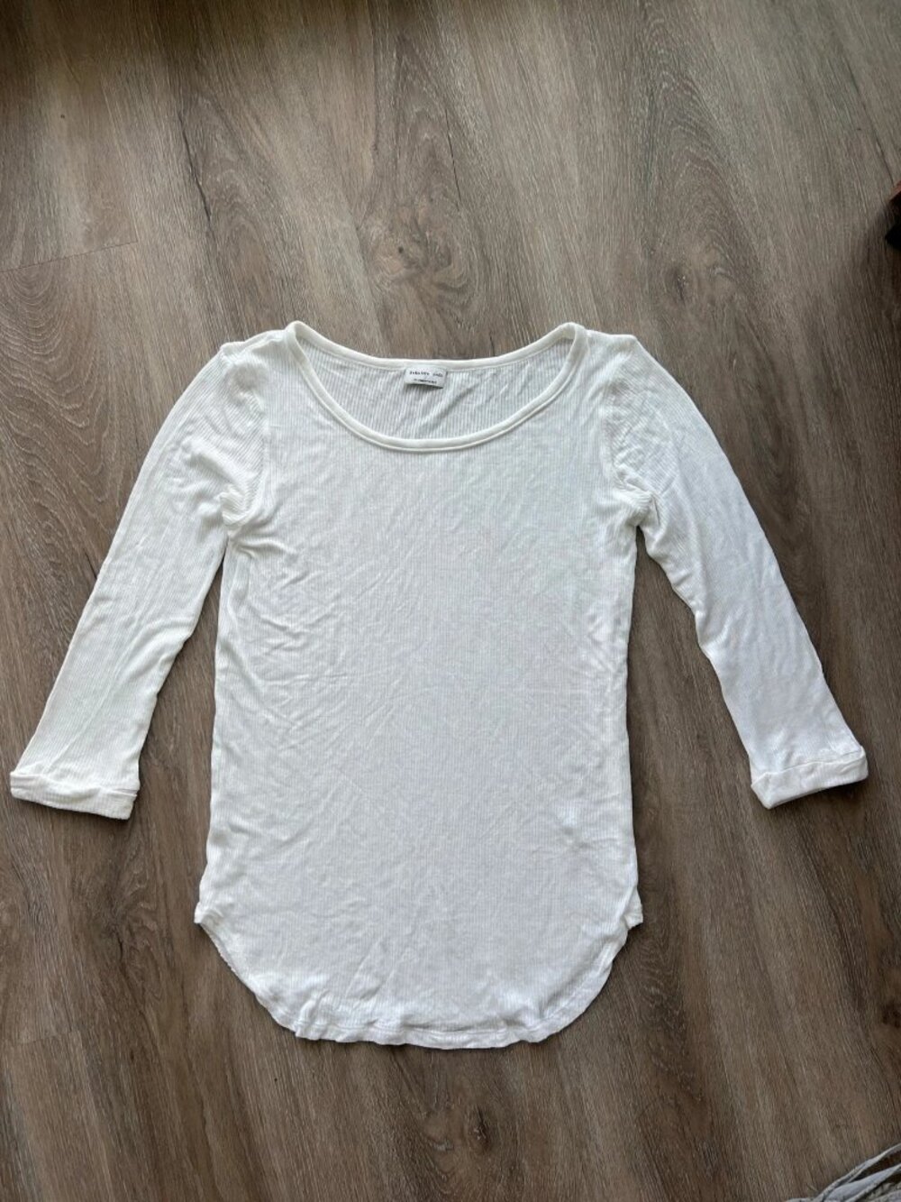 Babaton White Ribbed Long Sleeve Top